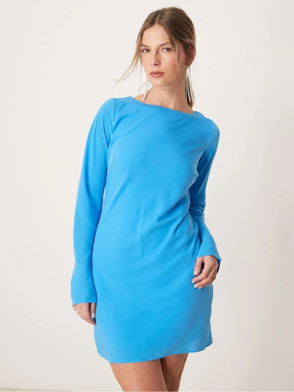 Abercrombie & Fitch Blue Open-Back Long Sleeve Mini Dress — NWT, Small